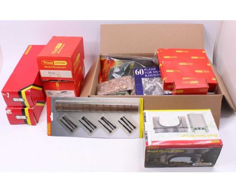 Two trays of scenic accessories: R8571 Skaledale Road Over Bridge (E) (BG-VG); two R1809 viaduct; Boxes labelled R582 Ticket 