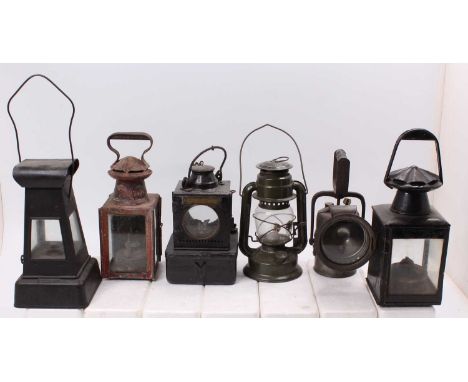A collection of six various railway and military interest hand and tilly lamps to include a London North Eastern Region examp