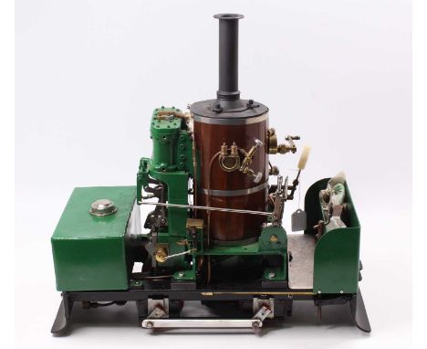 5" gauge "Chaloner" style locomotive, coal fired example, 0-4-0, comprising of wooden clad steel vertical boiler, with twin c