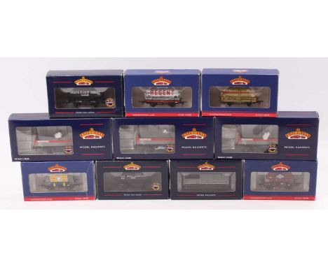 Ten Bachmann Branchline goods wagons: 3 x 38-041 31 tonne OBA ‘Railfreight’; 4 tank wagons; 2 x bulk cement; BR(W) goods brak