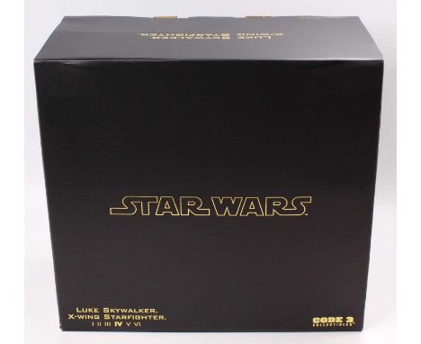 A Code 3 Collectibles diecast limited edition scale model of Luke Skywalker's X wing fighter, housed in the original box with