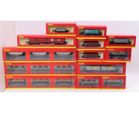 Nineteen Hornby goods/departmental wagons all (M) (BM): 5 x R6416/20 ZCV ‘Tope’ some weathered; 3 x R6416 ZBA ‘Rudd’ weathere