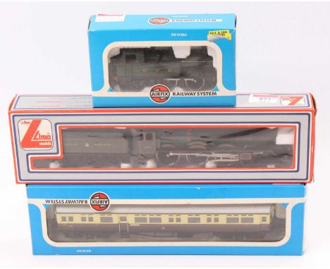 Two locos &amp; an autocoach: Lima 4-6-0 ‘King George V’ BR green lined orange double bands on boiler (E) (BE); Airfix 0-4-2 