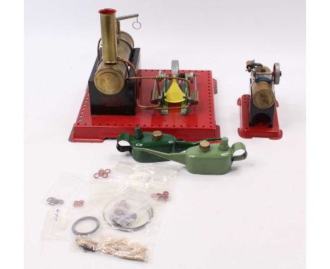 A collection of Mamod spirit-fired live steam model engines and accessories to include the large Mamod stationary steam plant