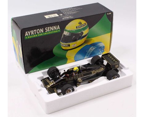 Minichamps Ayrton Senna Racing Car Collection No. 540 851812 1/18th scale Lotus Renault 97T 1985 finished in black &amp; gold