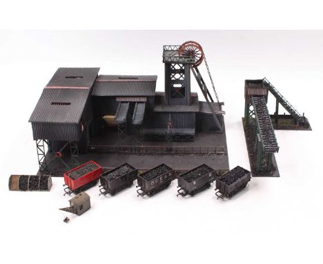 A very well made model of a pithead 00 gauge in which a couple of rails can be placed to load coal wagons. NB this is not a w
