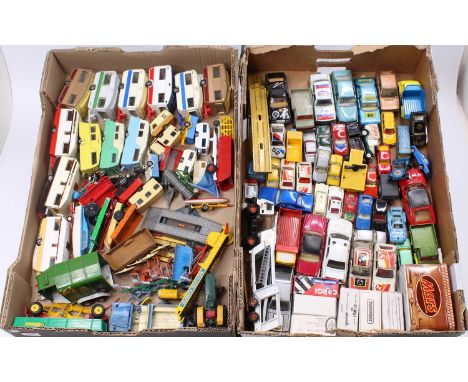 Two trays containing a quantity of mainly playworn vintage diecast to include Matchbox, Matchbox Kingsize, Superkings, Dinky 