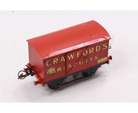 1933-4 Hornby ‘Crawford’s Biscuits’ van, standard black base, red body &amp; roof, hinged door, ‘By Appointment’ transfer on 