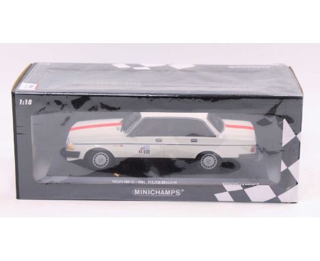 Minichamps 1/18th scale model of a Belgium Police Volvo 240 GL 1986 Car, housed in the original window box, limited 1 of 300