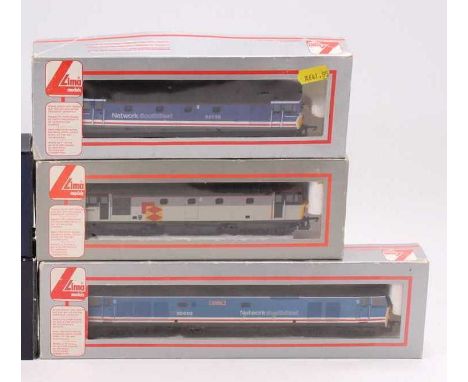 3 boxed Lima Diesel Locomotives comprising No. 33205 BR Railfreight Class 33, Network South East 33035, and Network South Eas