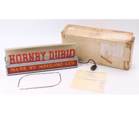 A very rare item! Hornby-Dublo illuminated shop display sign, appears unused and in its original packing box with card intern