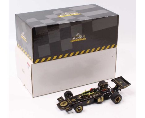 An Exoto Grand Prix Classics 1/18th scale model of a Lotus Ford Type 72D 'John Player Special', black body with gold detailin