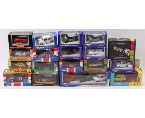 18 Corgi Classics modern issue 1/36th scale Mini's, with examples including No. CC82274 2000 Rover Mini Cooper last original 