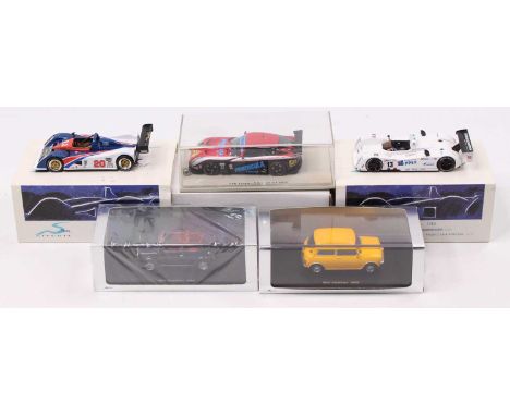 Spark 1/43rd scale boxed group of 5 comprising No. S1505 Mini Cabriolet 1992, No. S1503 Mini Clubman 1969, No. SCCG02 Courage