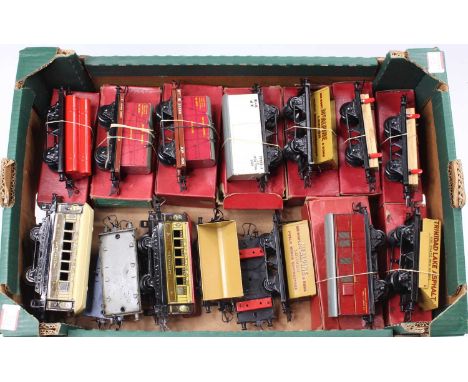 Seventeen Hornby items of rolling stock, mostly post-war: two timber wagons (NM) (BVG); three McAlpine side tipping (VG) one 