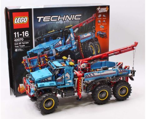 A Lego Technic No. 42070 6x6 all terrain tow truck, built example, sold with the original box and instruction leaflet