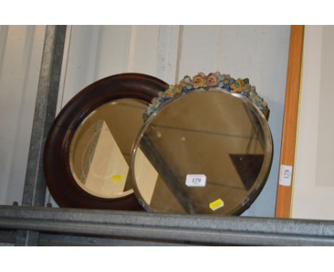 A Barbola easel mirror; and a mahogany framed mirror 