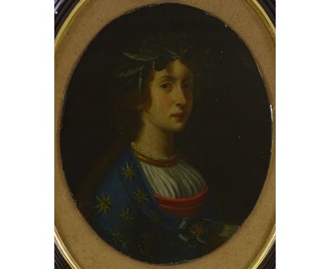 Gaetano Chierici (1838 - 1920), oil on board, a Classical portrait of a woman, original inscriptions verso, 8.5" x 7", framed