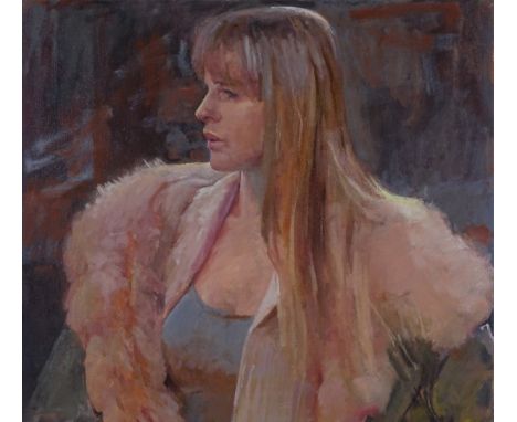 Julian Gordon Mitchell, oil on canvas, portrait of a woman, 24" x 18", unframed