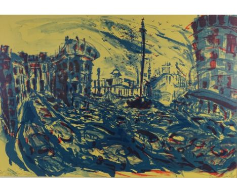Belinda Channer, colour print, Cheyne Walk, signed in pencil no. 3/8, image size 23" x 68", framed, together with colour prin