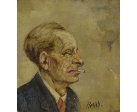Relich, oil on canvas, a portrait of a man, signed, 16" x 14.5", framed