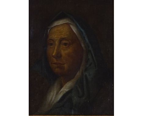 19th century German School, oil on board, portrait of a nun, unsigned, 16" x 11", framed