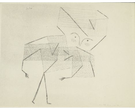 Paul Klee, lithograph, abstract figure, 1949, signed in the plate, 6" x 8", mounted