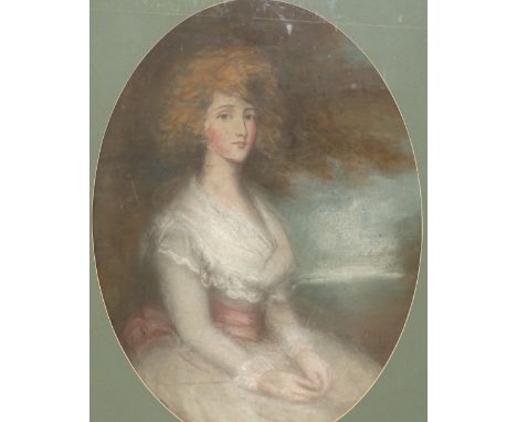 18th / 19th century coloured pastels, portrait of a Gainsborough lady, unsigned, 36" x 26", framed