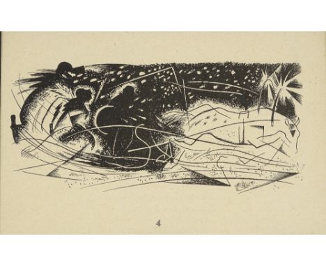 Yuri Annenkov (1889 - 1974), lithograph, semi-abstract composition, 1918, 5" x 8", mounted