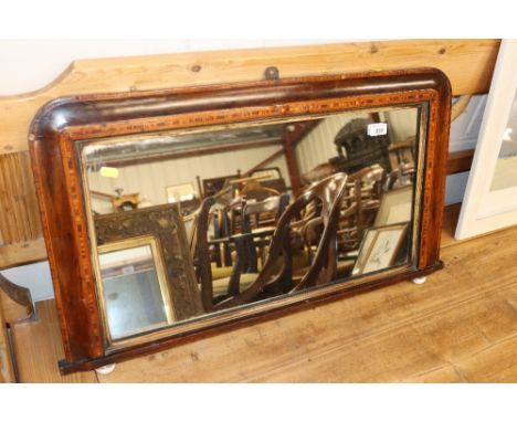 A Victorian walnut and inlaid over mantel mirror
