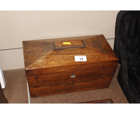 A 19th Century rosewood sarcophagus shaped tea caddy