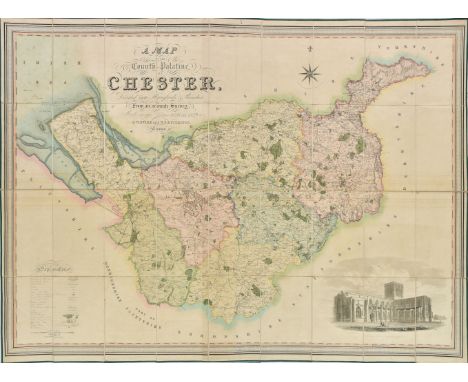 Cheshire. Swire (W. &amp; Hutchings W.F.), A Map of the County Palatine of Chester, Divided into Hundreds &amp; Parishes from