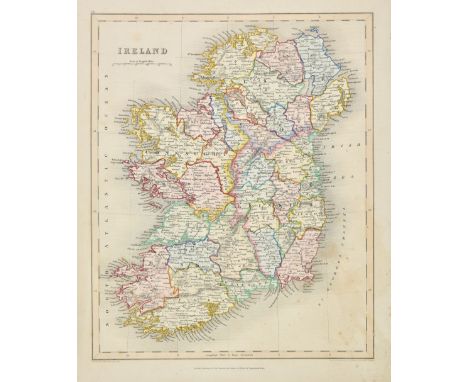 Ireland. A collection of thirty maps, mostly 19th century, engraved maps, many with contemporary outline colouring, with exam