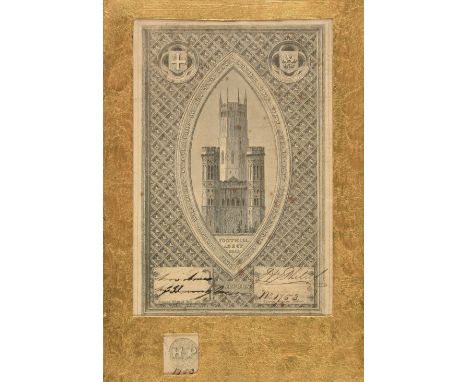 Fonthill Abbey Sale. Entry ticket to the Fonthill Abbey sale of 1823, original engraved entry ticket to the Fonthill Abbey sa