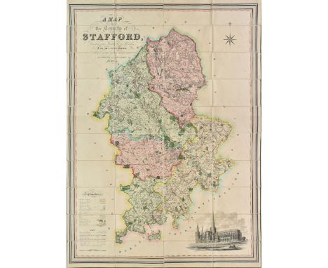 Staffordshire. Phillips (J. &amp; Hutchings W.F.), A Map of the County of Stafford, Divided into Hundreds &amp; Parishes from