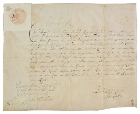 Charles II (1630-1685, King of England). Document signed, 'Charles R', Court at Whitehall, 28 July 1669, a manuscript militar