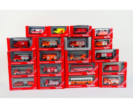 Herpa - 20 x boxed emergency vehicles in 1:87 # HO scale including Mercedes Sprinter Ambulance, MAN S240 bus, MAN M90 Fire En