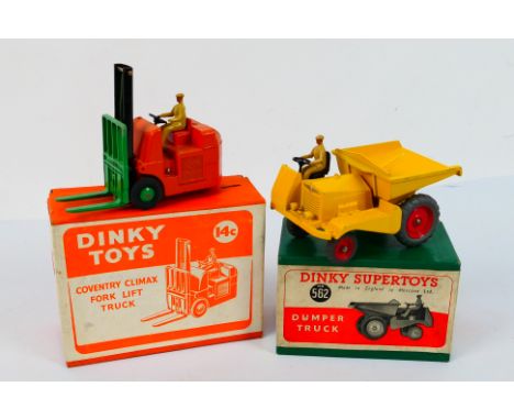 Dinky Toys - Two boxed Dinky Toys. Lot consists of Dinky Toys #14C Coventry Climax Fork Lift Truck - with orange body, green 