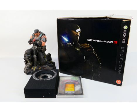 XBOX 360 - A boxed XBOX 360 'Gears of War 3 Epic Edition'. The lot comes with Marcus Fenix statue which appears to be in Exce