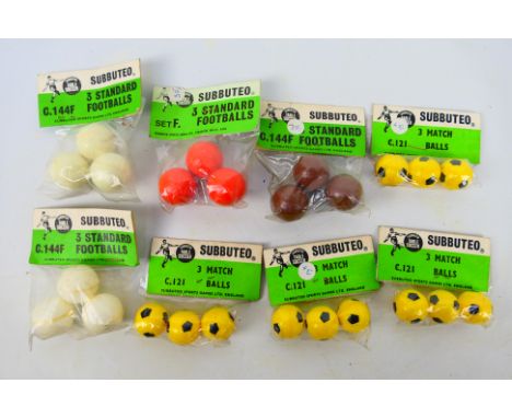 Subbuteo - 8 x unopened bags of vintage Subbuteo balls including standard and match balls in various colours. They appear in 