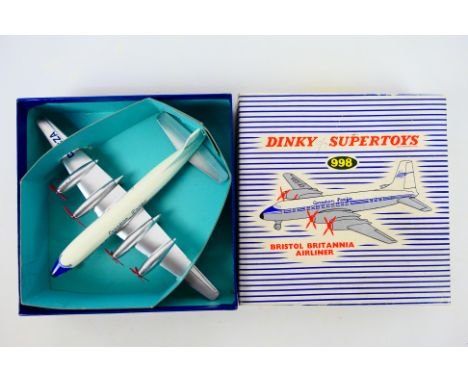 Dinky Toys - A boxed Dinky Toys #998 Bristol Britannia Airliner 'Canadian Pacific'. The model in white, silver and blue with 