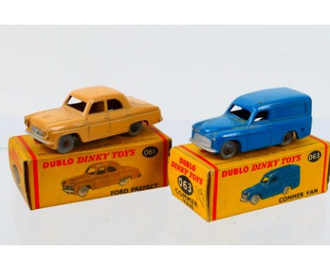 Dinky Dublo - Two boxed Dinky Dublo diecast model vehicles. Lot consists of Dinky Dublo #063 Commer Van; together with #061 F