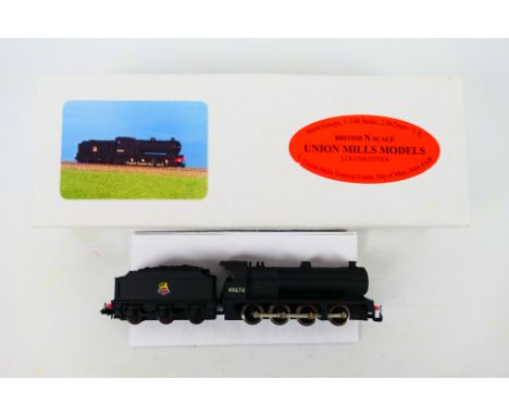 Union Mills Models - A boxed Union Mills Models N gauge ex LMS Class 7F 0-8-0  steam locomotive and tender Op.No.49674 in BR 