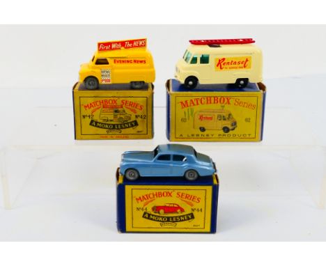 Matchbox - Moko - Lesney - Three boxed Matchbox regular wheels diecast model vehicles. Lot consists of Matchbox #42 Evening N