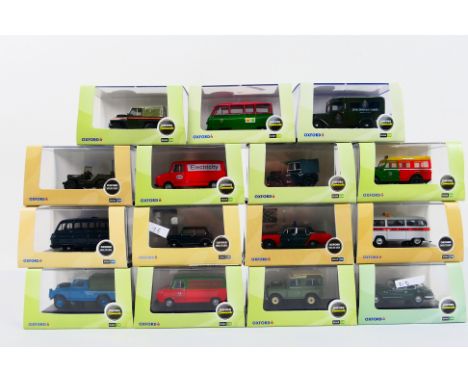 Oxford Automobile Company - 15 diecast 1:76 scale model motor vehicles, various commercials and military,  all appear mint in