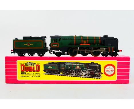Hornby Dublo - A boxed Hornby Dublo 2-rail 2235 4-6-2 SR West Country steam locomotive and tender Op.No. 34005 'Barnstaple' i