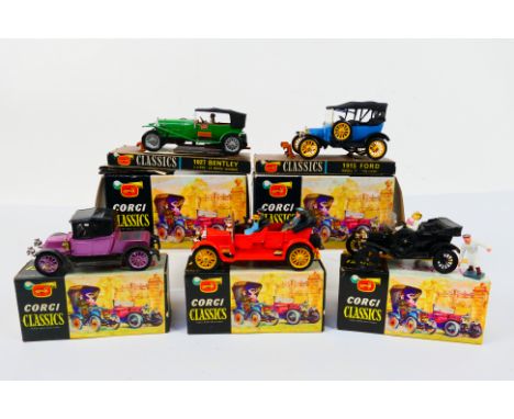 Corgi Classics - Five boxed Corgi Classics (Original) diecast model vehicles, including #915 Ford; #900 1927 Bentley; #9021 D