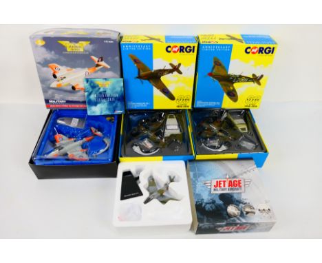 Corgi model aircraft - four 1:72 scale models comprising Aviation Archive Gloster Meteor # AA35003, Anniversary limited editi