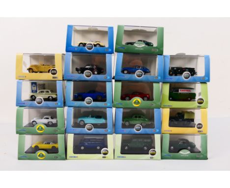 Oxford Automobile Company - 18 diecast 1:76 scale model motor vehicles, various,  all appear mint in rigid transparent boxes 