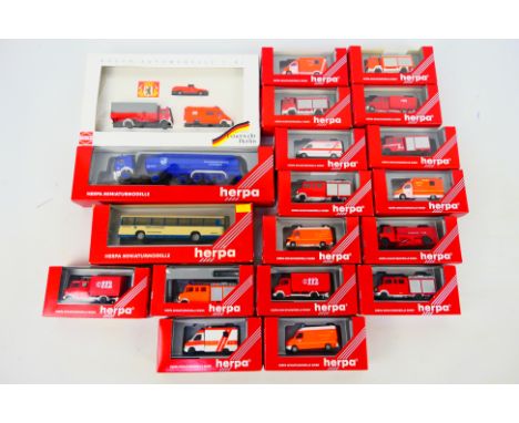 Herpa - Busch - A collection of vehicles in 1:87 scale including Mercedes Benz Tanker, VW LT Ambulance, Mercedes Ben 310 van,